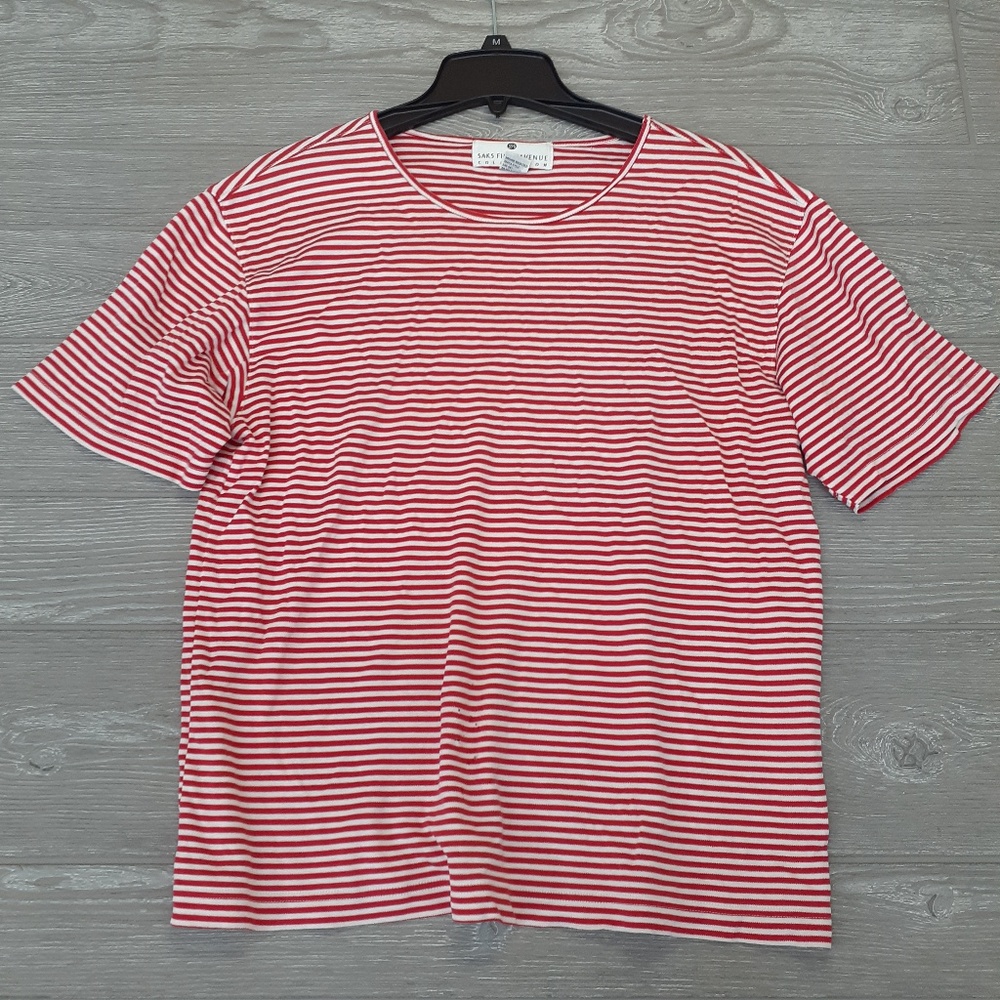 3/$20 Saks Fifth Avenue women's striped t shirt L